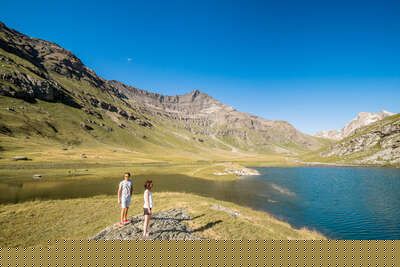 Wanderer auf dem Plateau der Grande Sassière in Tignes